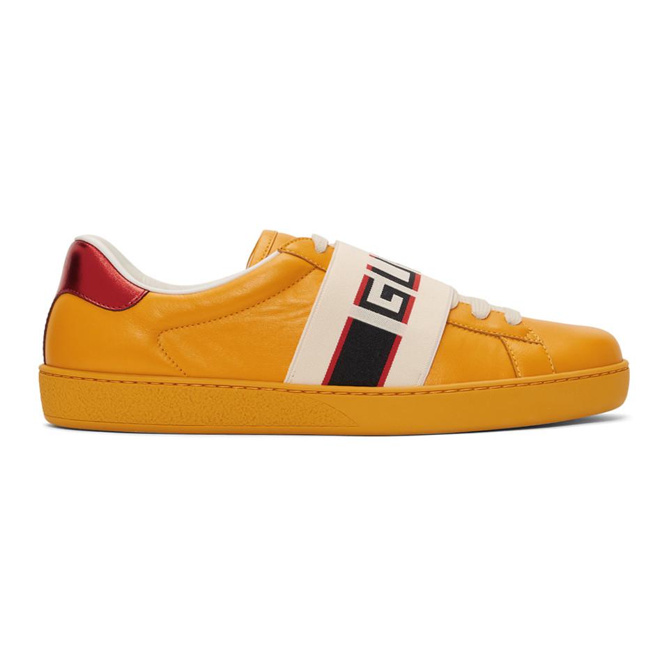 Gucci Yellow New Ace Elastic Band Sneakers for Men | Lyst