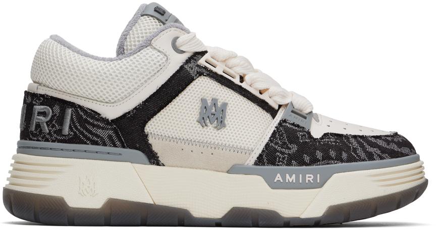 Amiri メンズ ブラック＆オフホワイト Bandana Ma-1 デニム スニーカー 