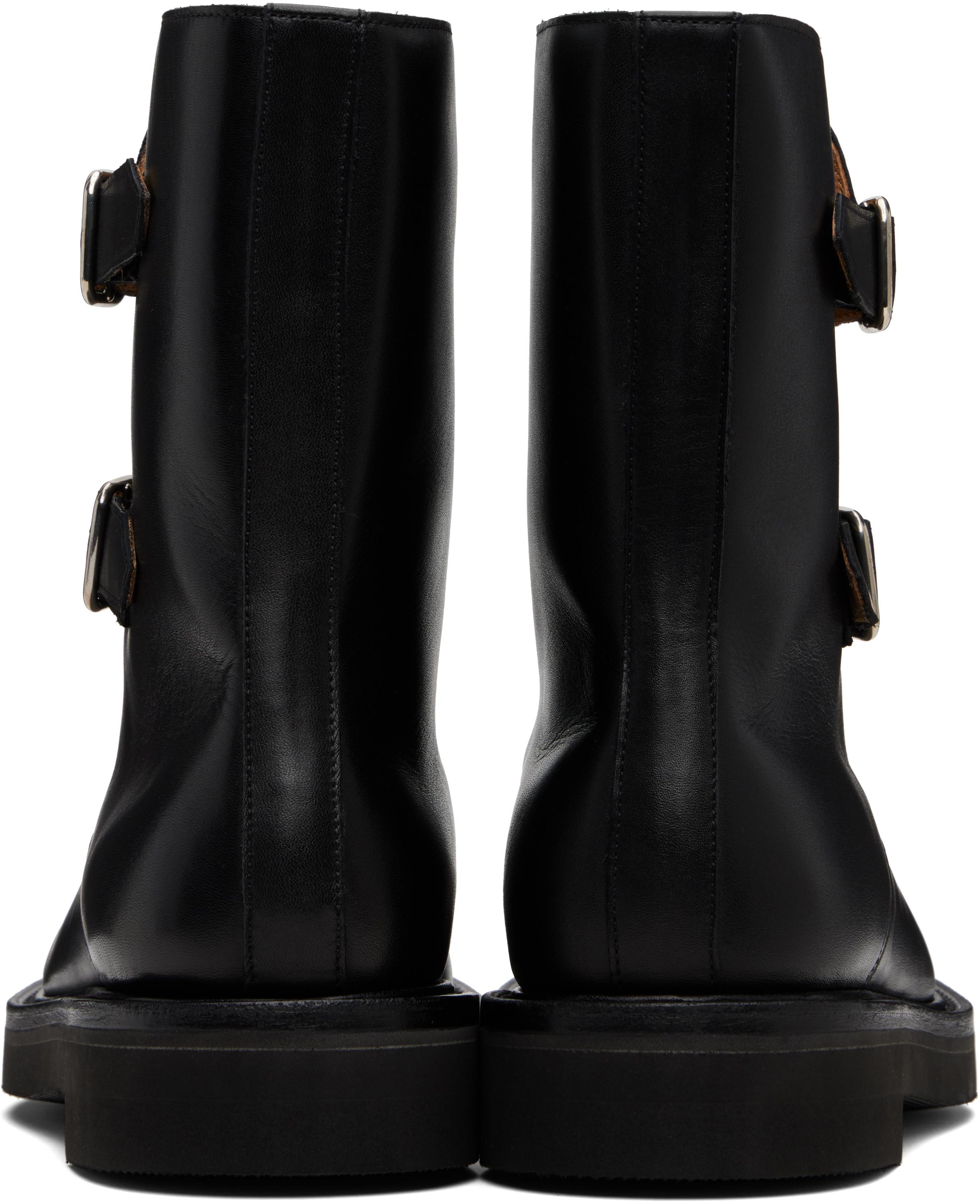 AURALEE Leather Work Boots in Black | Lyst