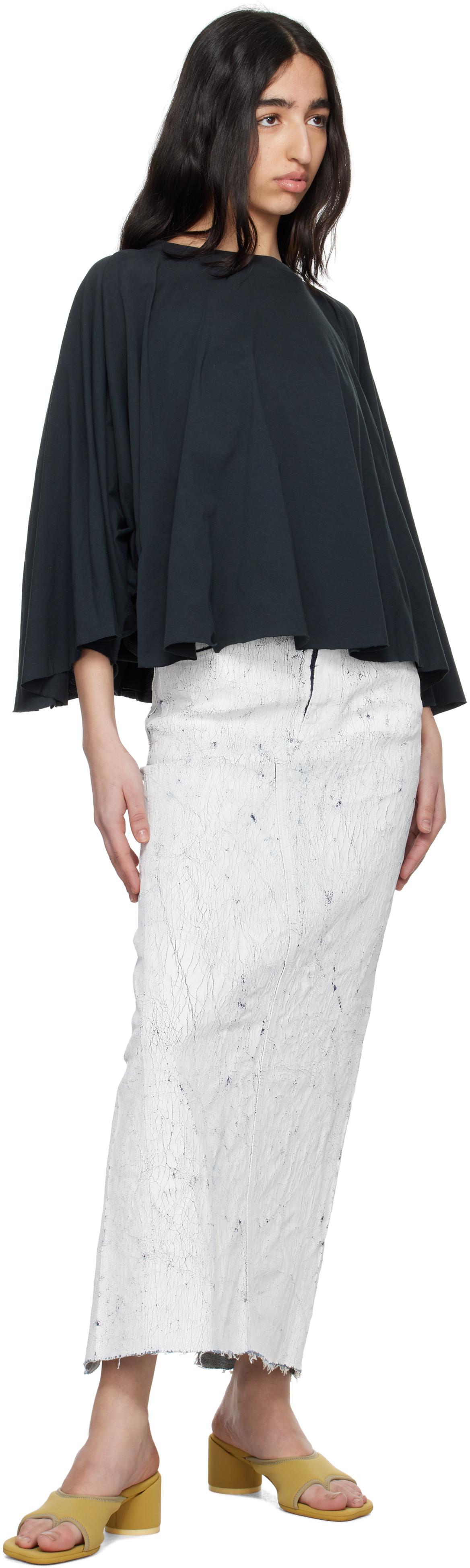 スカート MM6 MAISON MARGIELA HAND-PAINTED DENIM LONG SKIRT Mm6 Maison Margiela Hand-painted denim long skirt | The