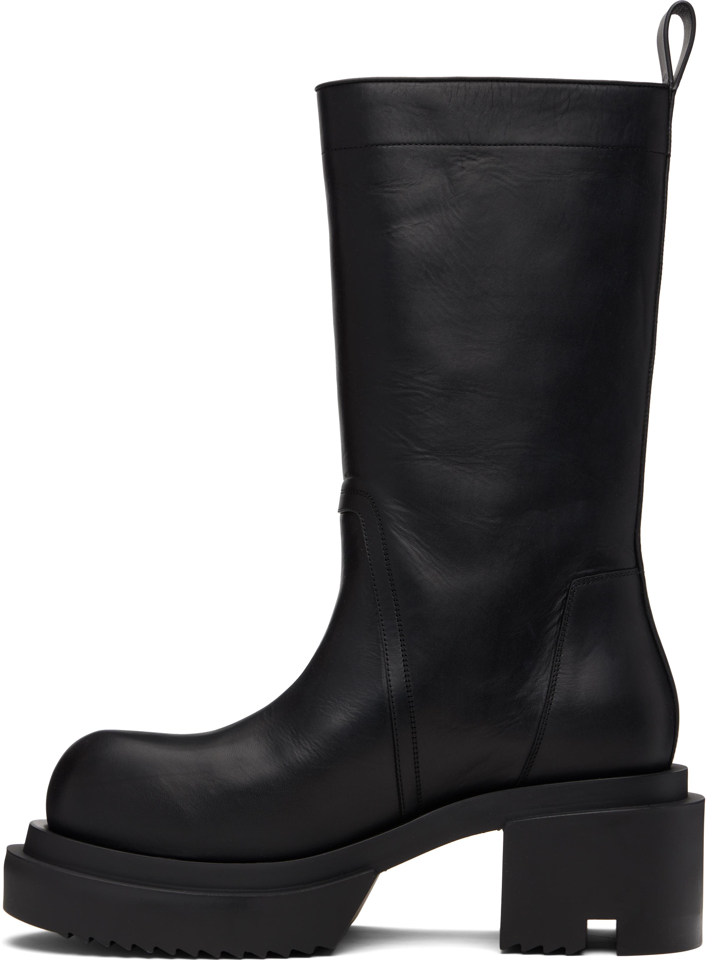 【正規品】Rick Owens ブラック Hollywood Bogun ロングブーツ Black Hollywood Beatle Bogun Chelsea Boots by Rick Owens on Sale