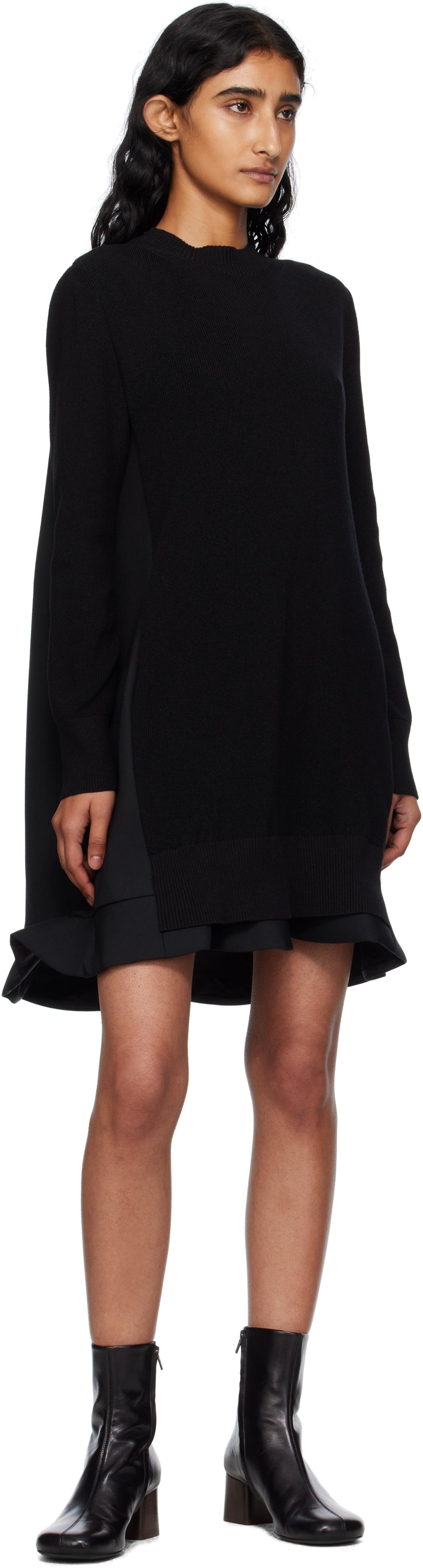 sacai ミニワンピース sacai】ニット×シフォン ミニドレス ミニワンピース ワンピース