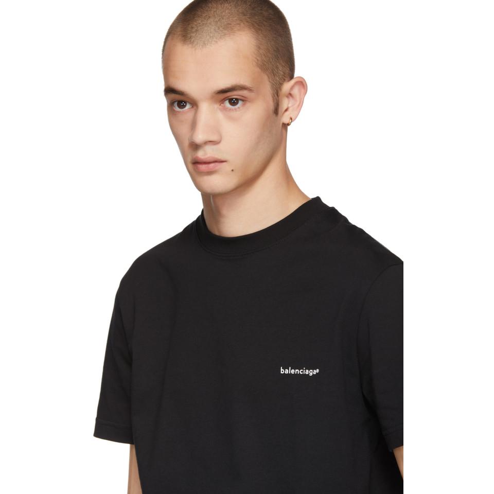 Balenciaga Black Small Logo T-shirt for Men | Lyst