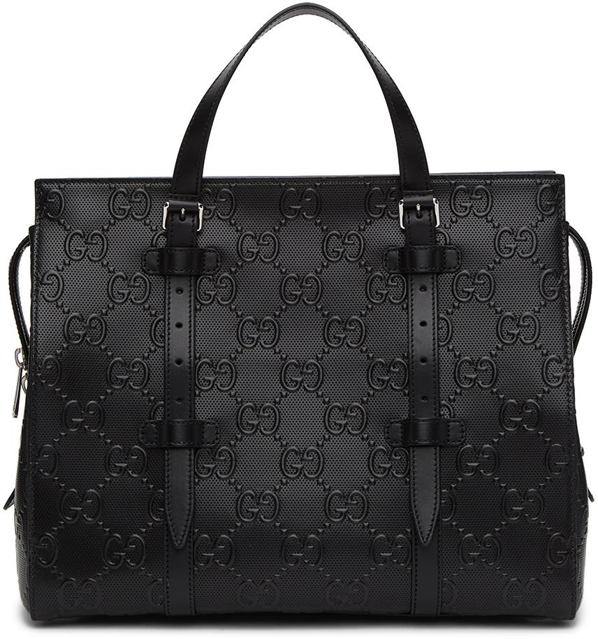 black gucci embossed bag