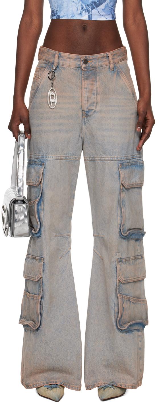 DIESEL ブルー 1996 D-sire 0kiai デニム カーゴパンツ ブラック DIESEL ブルー 1996 D-sire 0kiai デニム カーゴパンツ ブラック