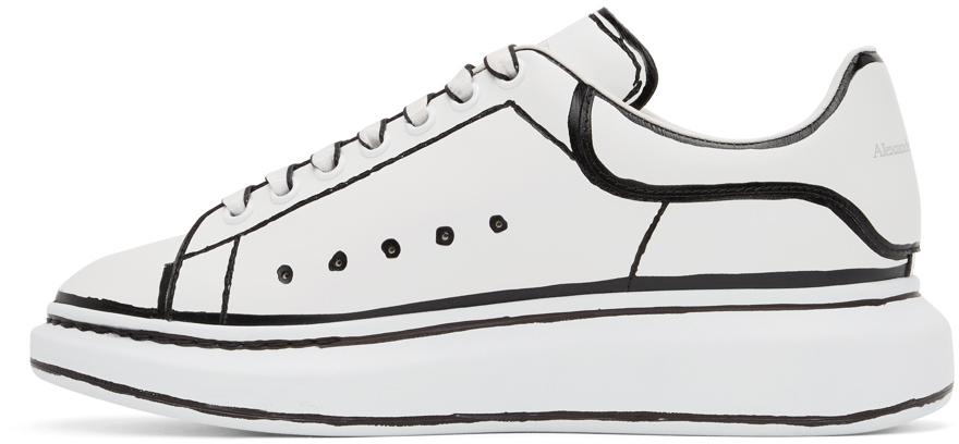 Alexander McQueen White Black Outline Oversized Sneakers for Men