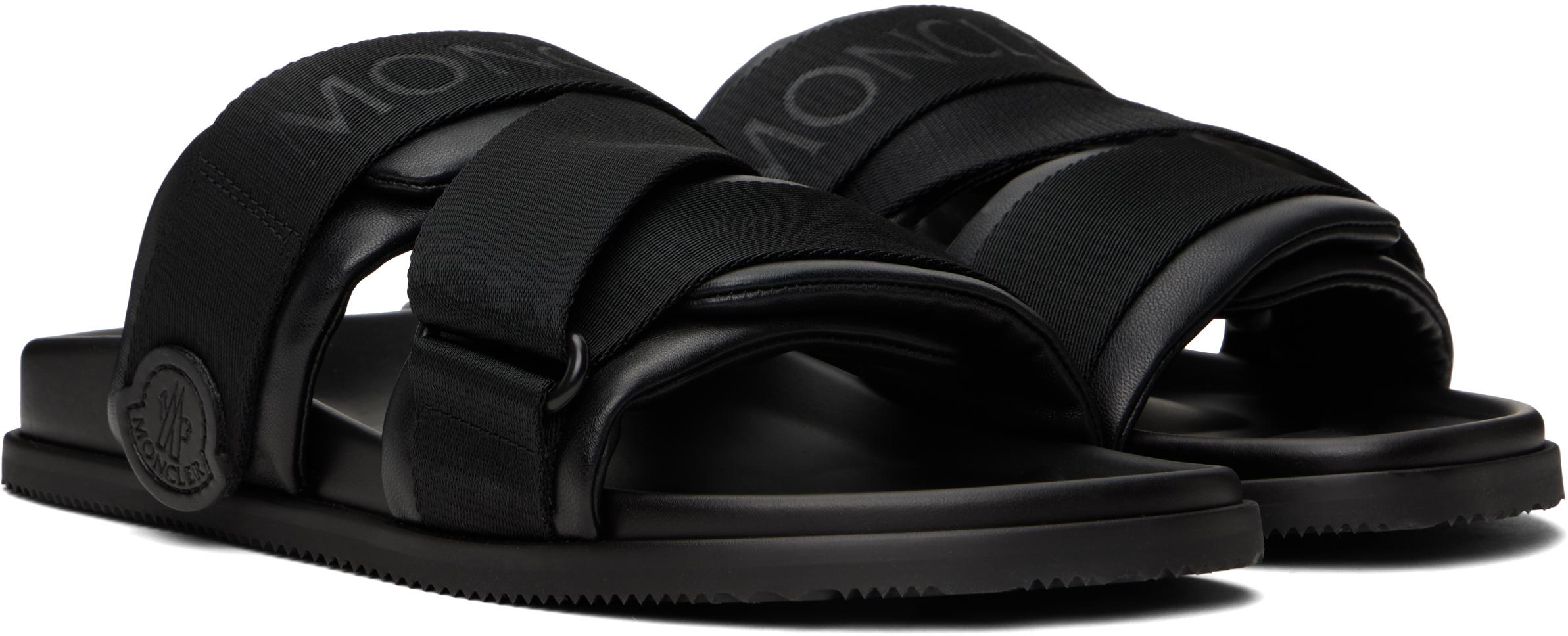 【MONCLER】 モンクレール Mon Summer レザーサンダル ブラック Mon Summerサンダル : サンダルとスライダー 向けの