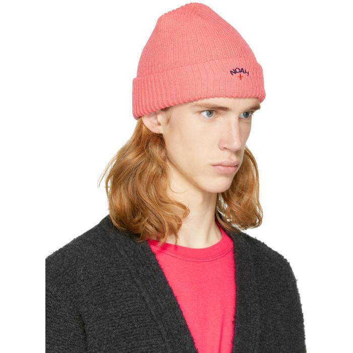 Noah Synthetic Pink Core Logo Beanie 