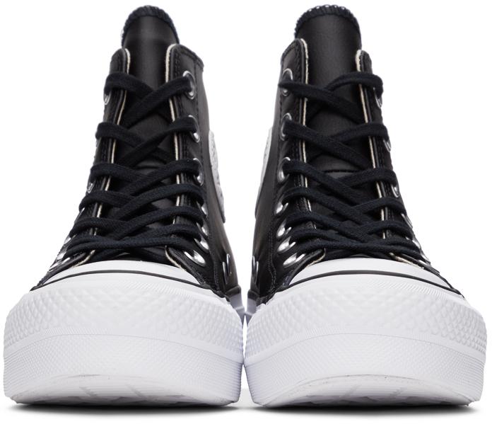 Converse Leather Chuck Taylor All Star Lift Hi Sneakers in Black/Black ( Black) - Lyst