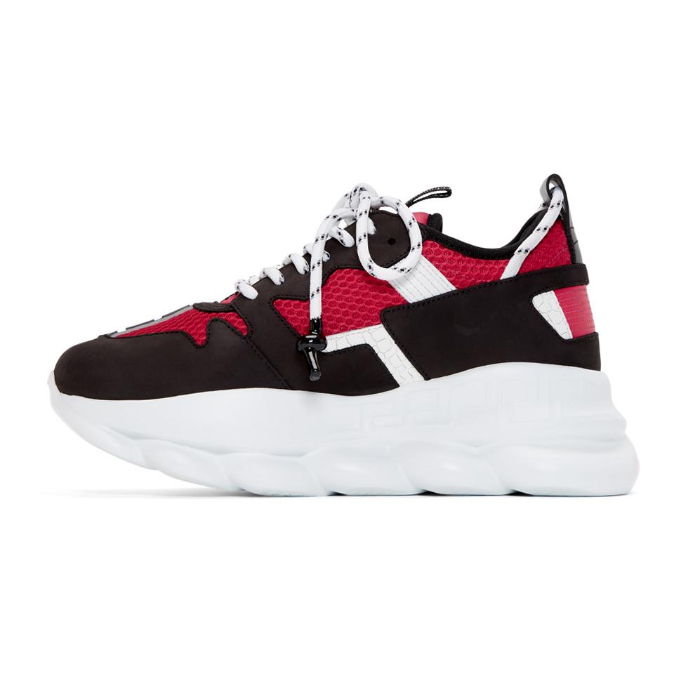 Versace Black And Red Nyc Runway Chain Reaction Sneakers for Men | Lyst