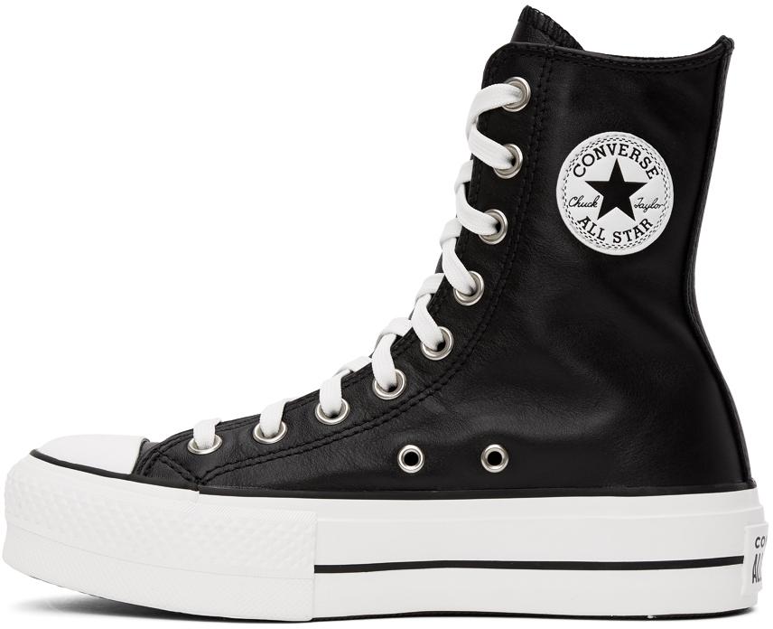 Converse Leather Chuck Lift High Sneakers in Black | Lyst