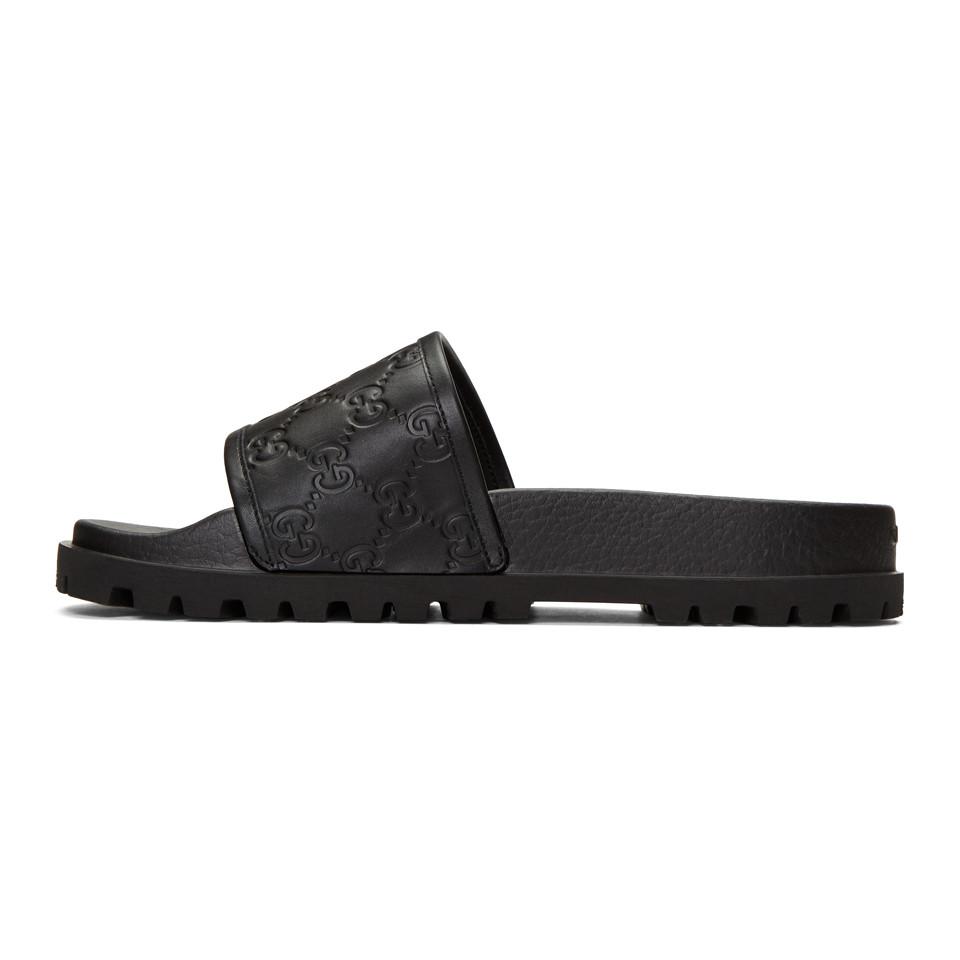 gucci pursuit slides black