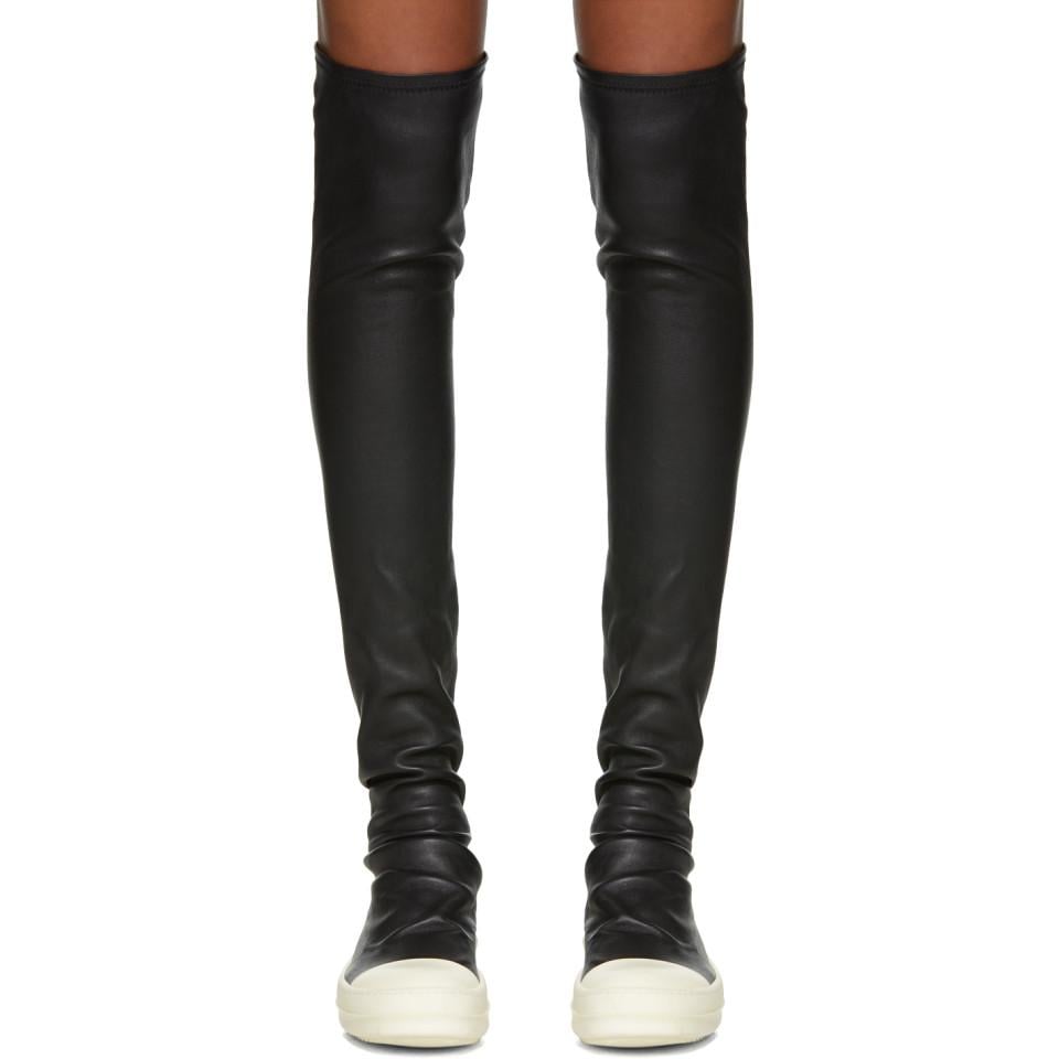 Rick Owens Black And White Stocking Thigh-high Boots | Lyst
