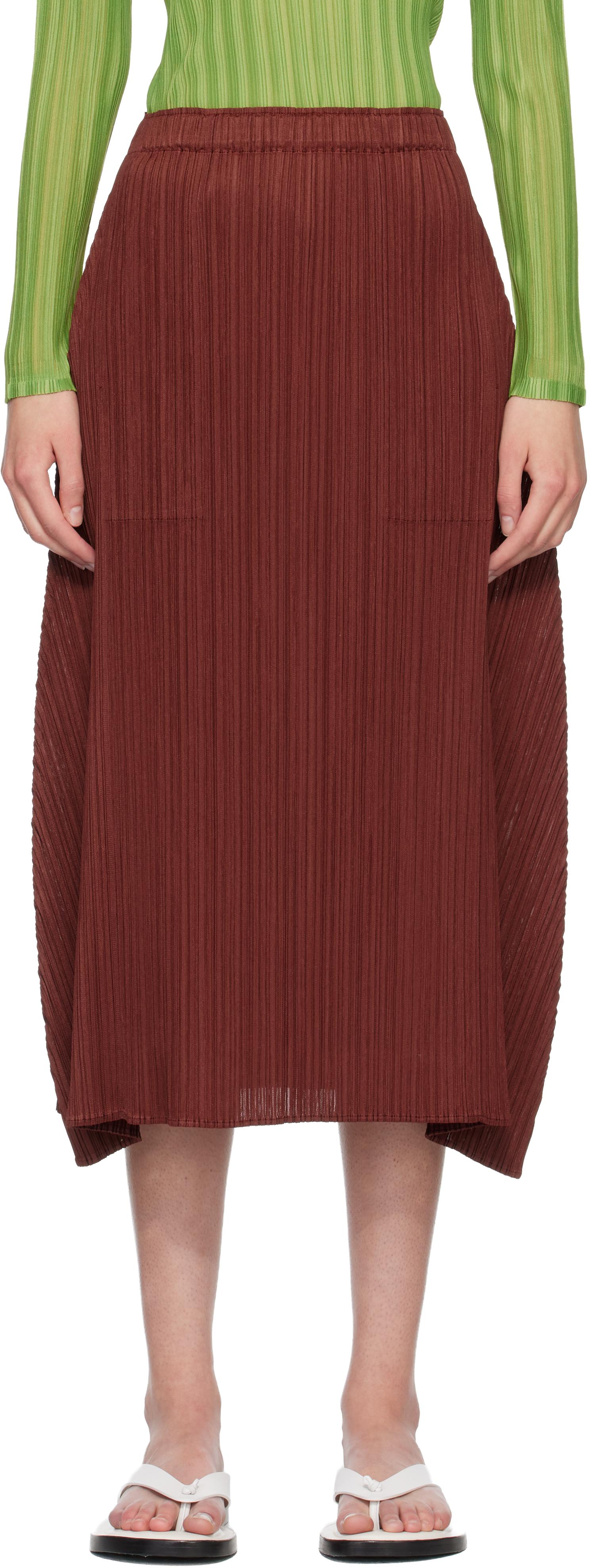 Jupe Longue Plissée Pleats Please Issey Miyake - Imprimé Fleur, Taille 2, Rare, Japon