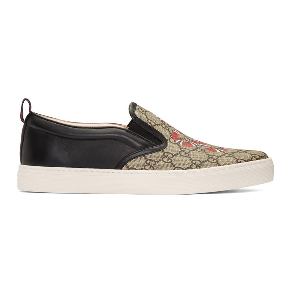 liner følelsesmæssig fattige Gucci Leather Black Snake Dublin Slip-on Sneakers for Men - Lyst