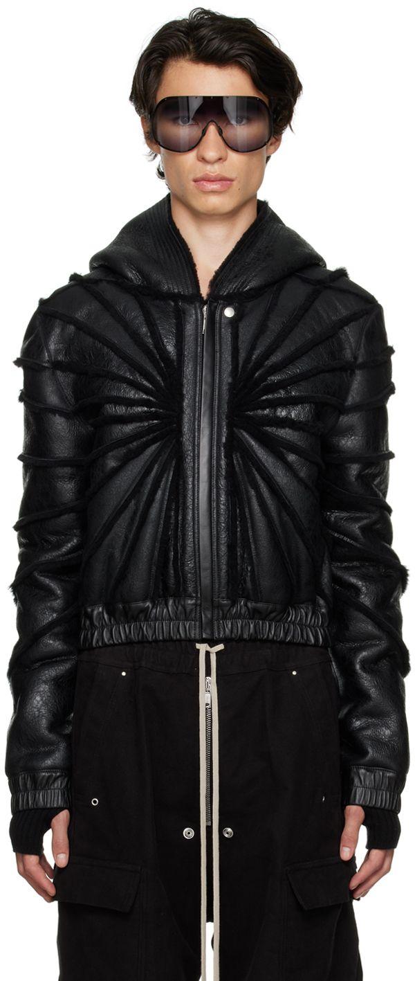 Rick Owens Hooded Leather Jacket in Black for Men | Lyst