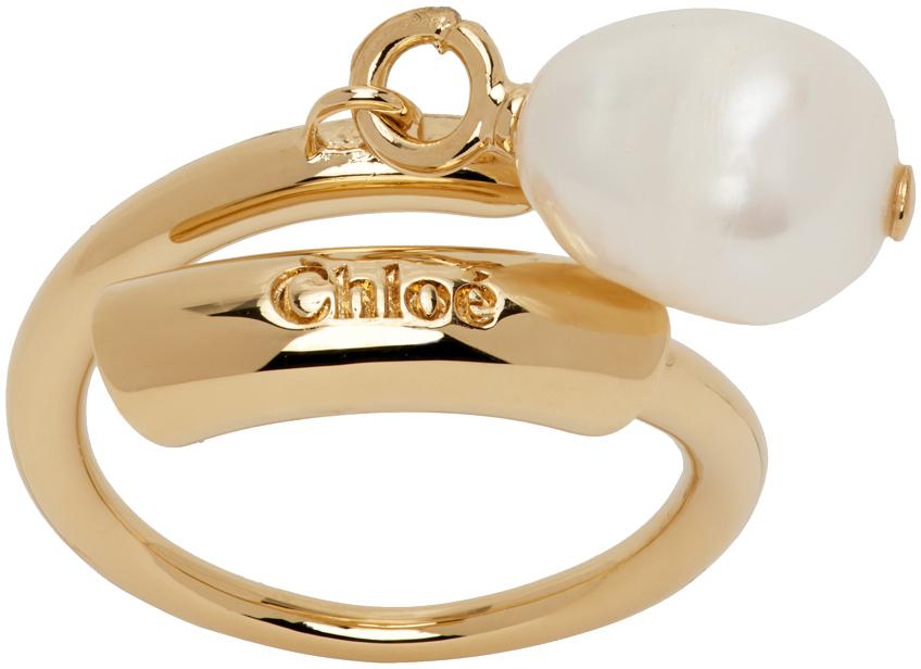 Chloé レディース メタリック ゴールド パール Darcey リング リング