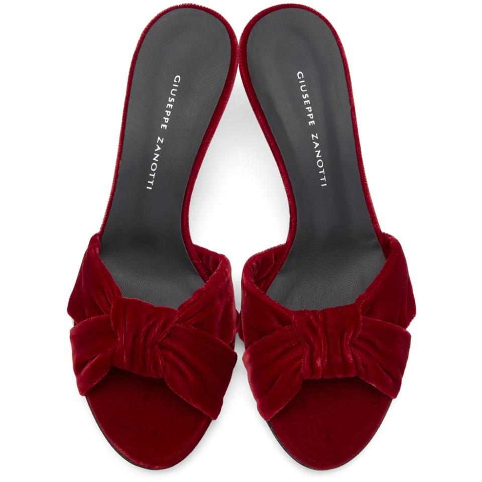 red velvet mules