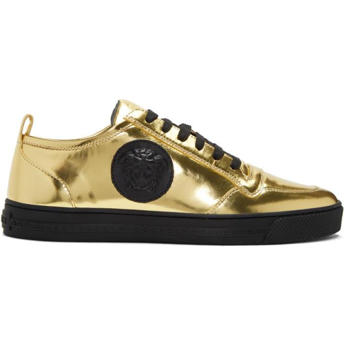 gold versace shoes