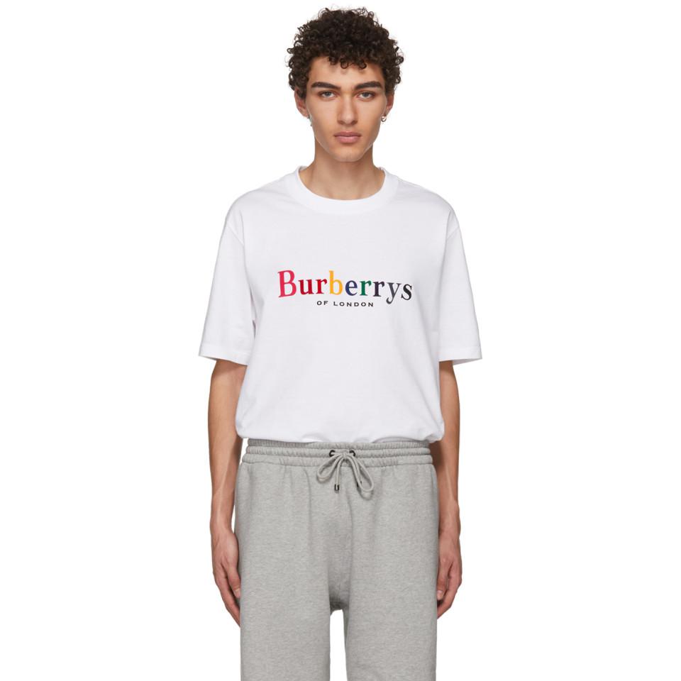 Burberry White Rainbow T-shirt for Men | Lyst