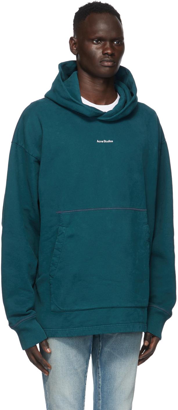 Acne Studios Cotton Logo Stamp Hoodie in Blue for Men - Lyst