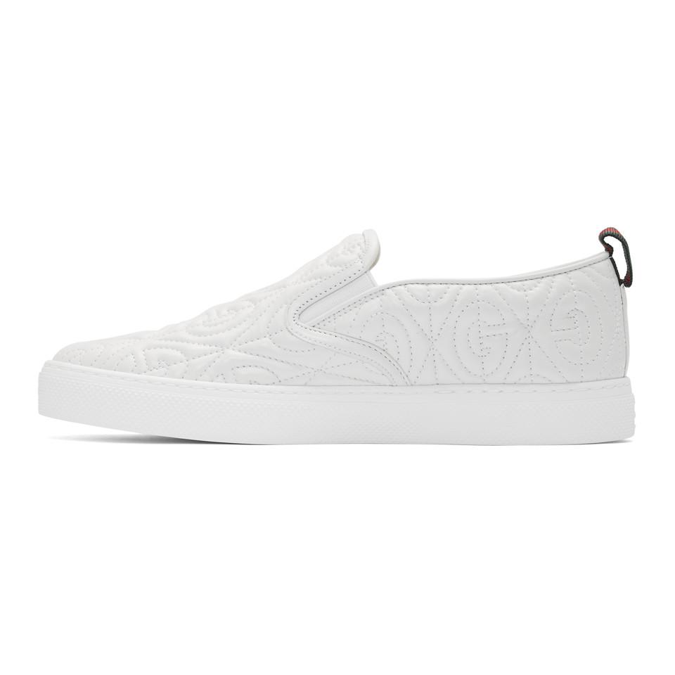 Gucci Leather White G Rhombus Slip-on Sneakers for Men - Lyst
