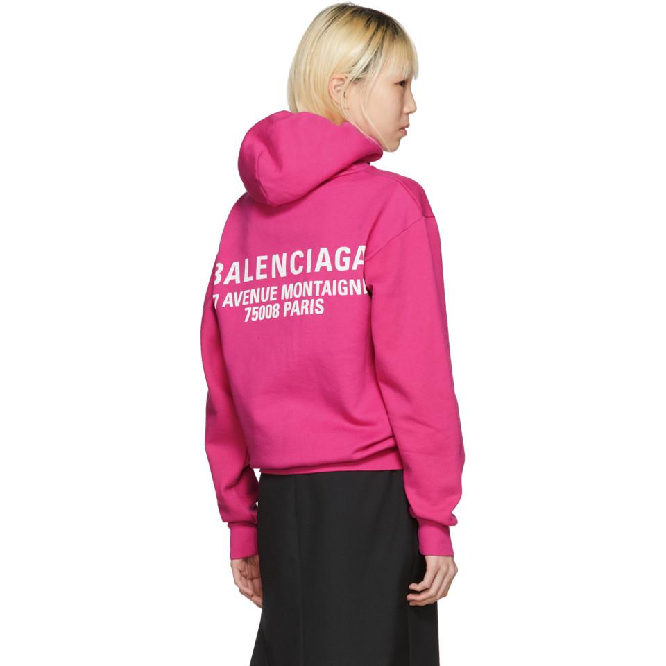 balenciaga pink logo hoodie