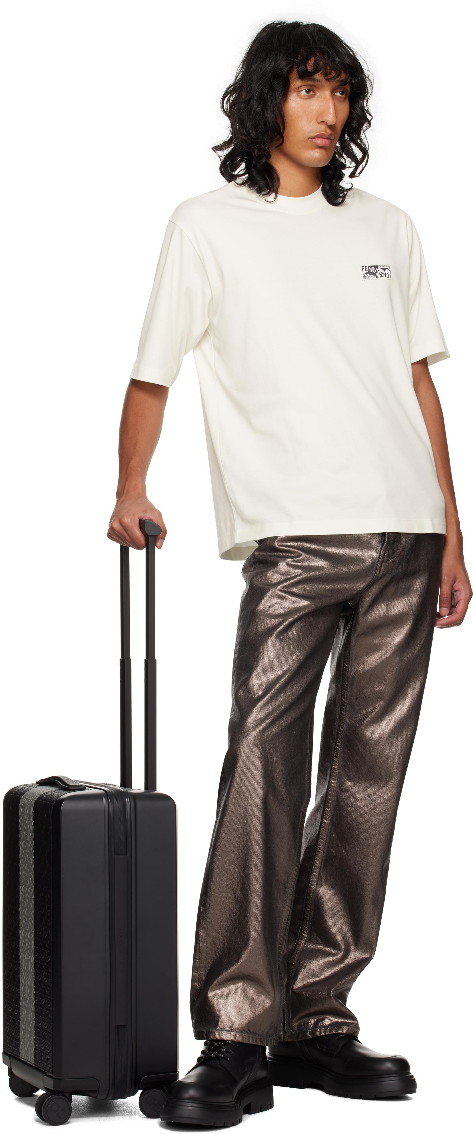 Ferragamo メンズ ブラック Embossed Gancini Trolley スーツケース 
