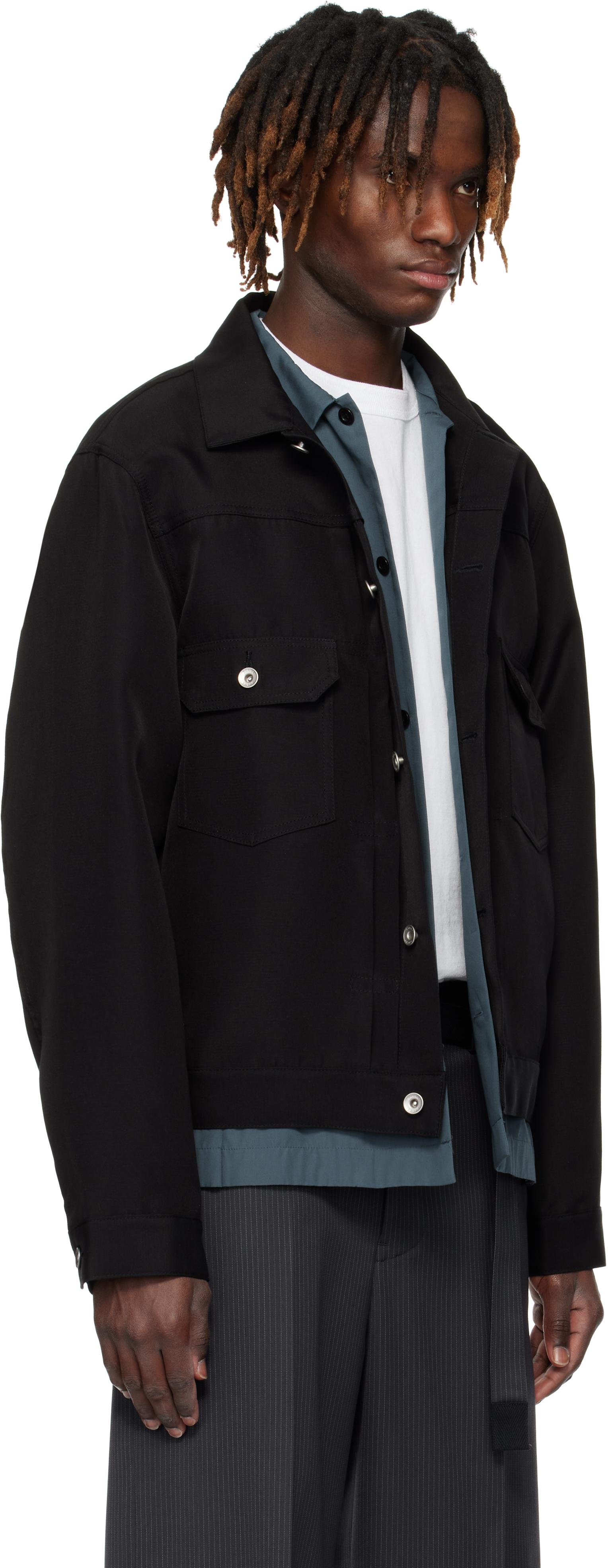 Sacai Double-Faced Silk Cotton Jacket in Black for Men