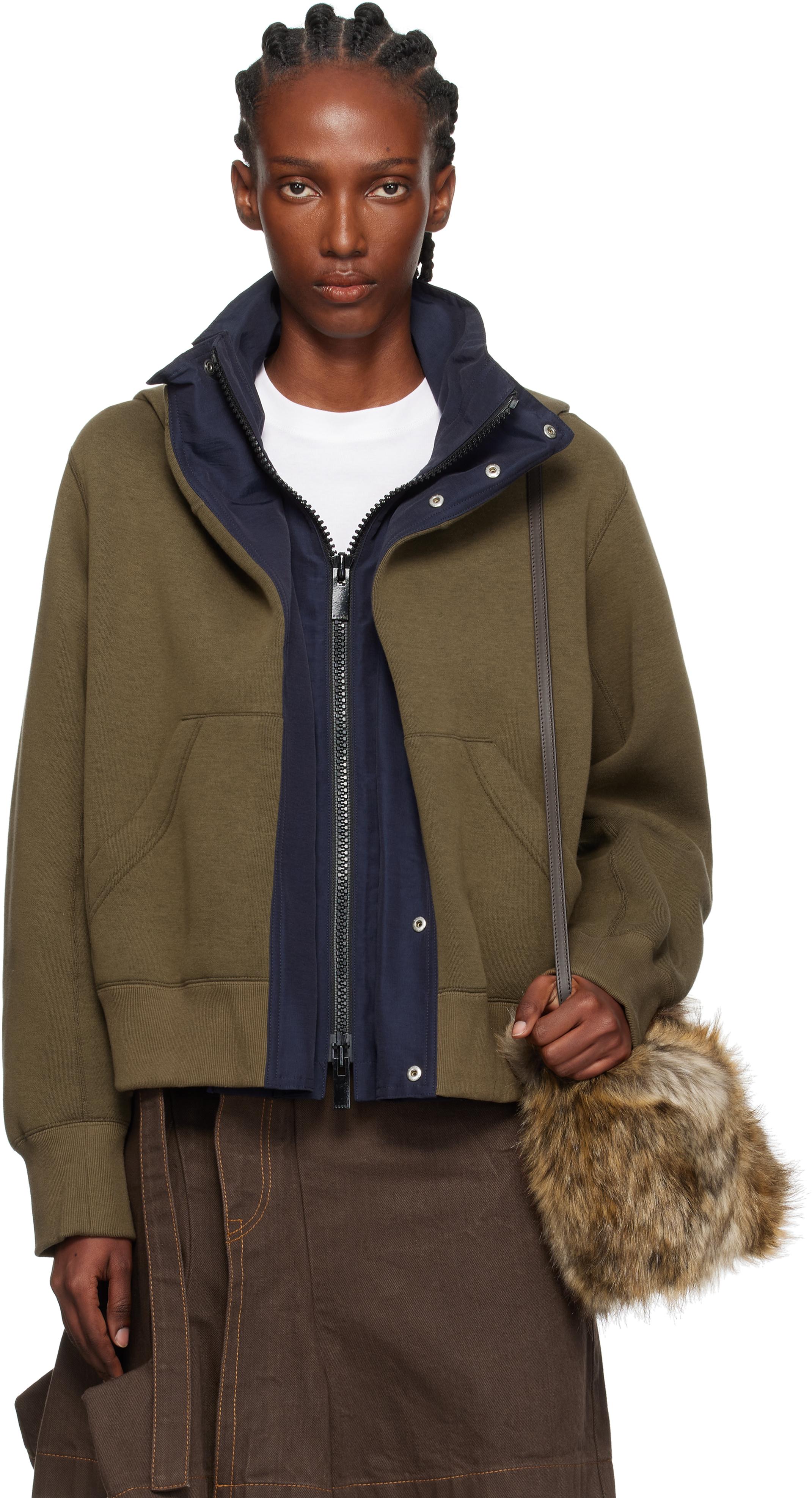 【関税込み】sacai ネイビー＆カーキ パネル フーディ ネイビー（紺）系 sacai(サカイ) パーカー・フーディ(レディース
