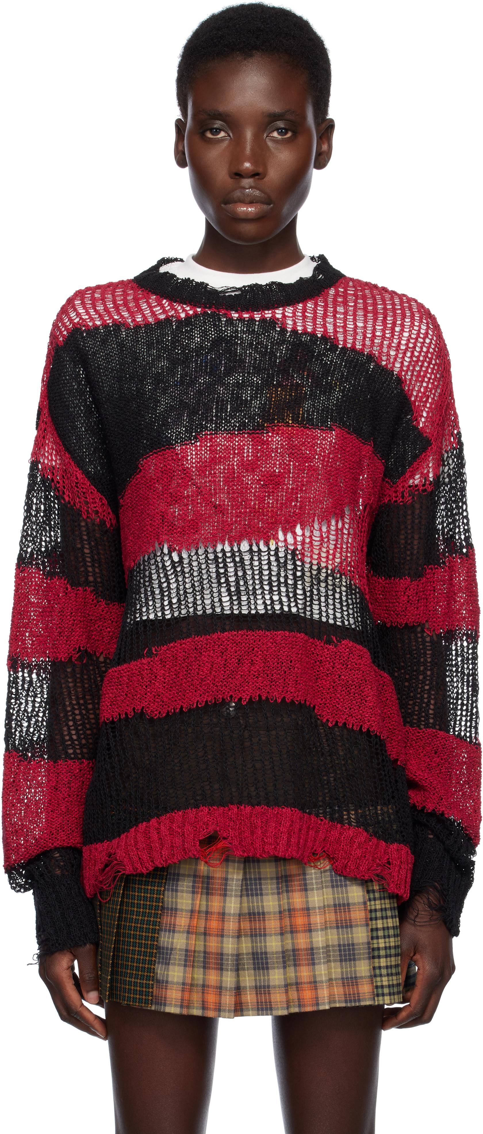 ANDERSSON BELL Stripe Crew-Neck Sweater in Red | Lyst
