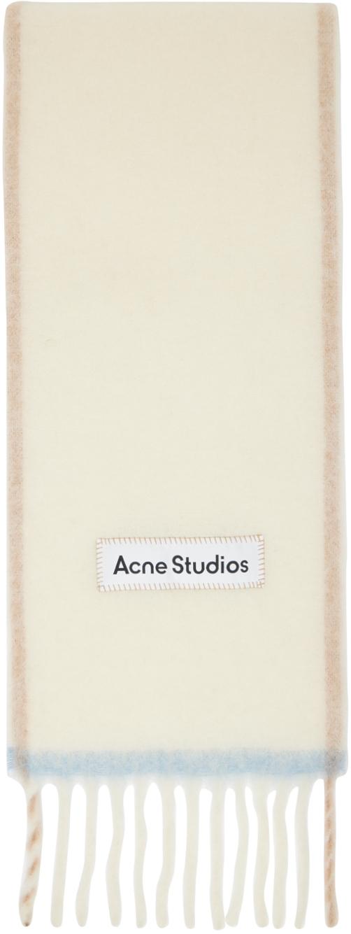 新品未使用】Acne Studios オフホワイトナローウールモヘア マフラー