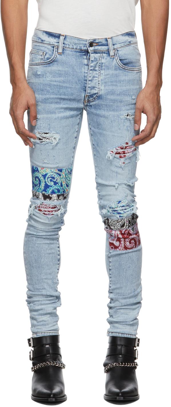 Amiri Blue Pajama Art Patch Jeans for Men | Lyst