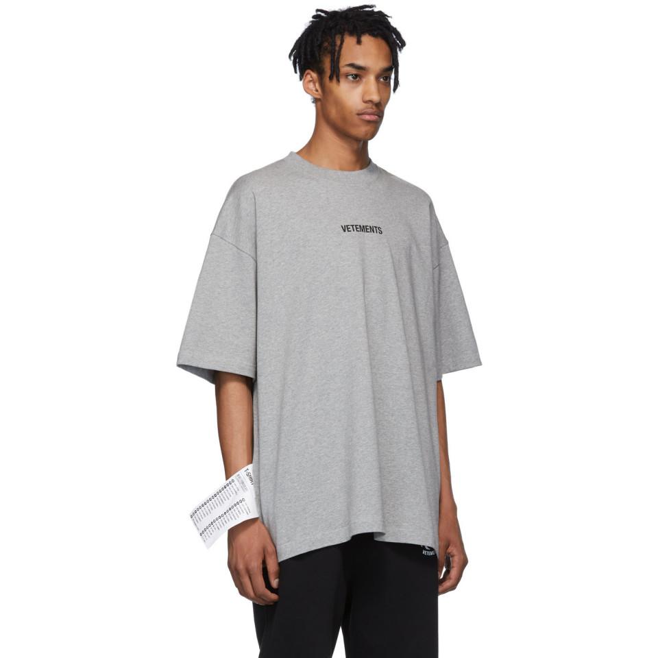 Vetements Grey Logo T-shirt in Gray for Men | Lyst