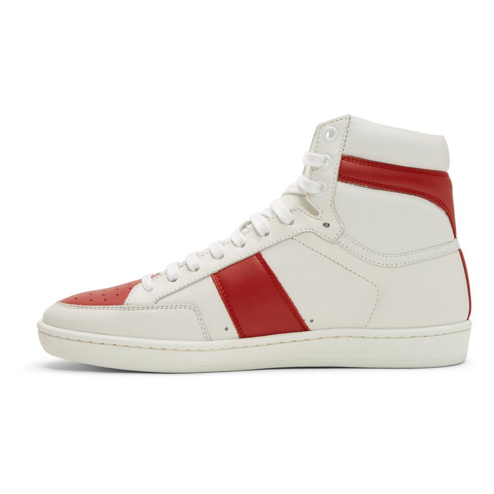 Saint Laurent White And Red Court Classic Sl/10 High-top Sneakers for Men |  Lyst