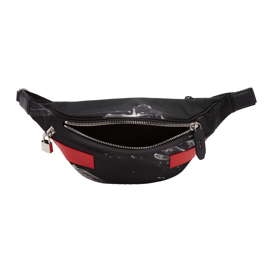 red and black fanny pack
