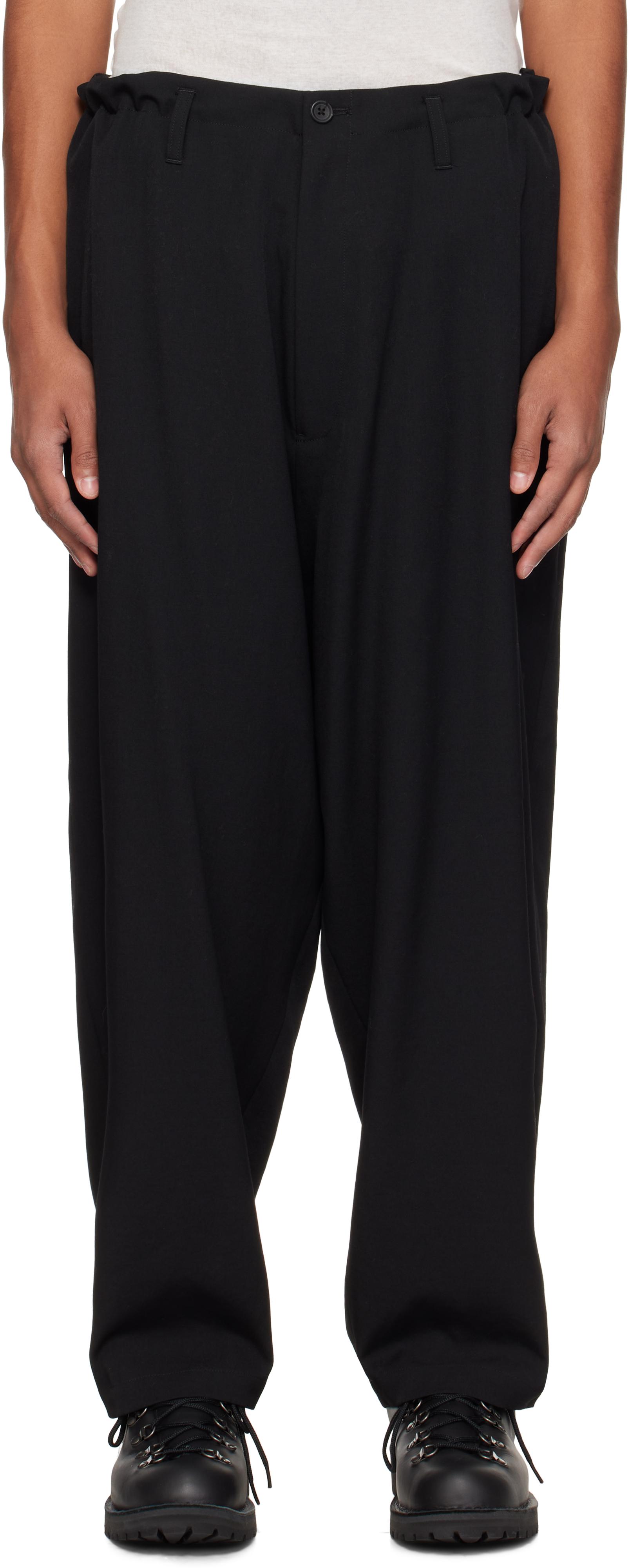 Yohji Yamamoto メンズ ブラック ウールギャバジン サイドタック