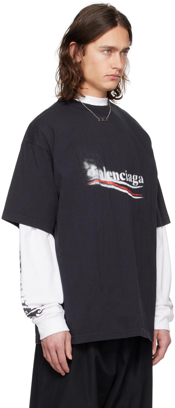 【関税込み】Balenciaga ブラック Political Stencil フーディ Balenciaga Political Stencil Oversized Hoodie Black/White