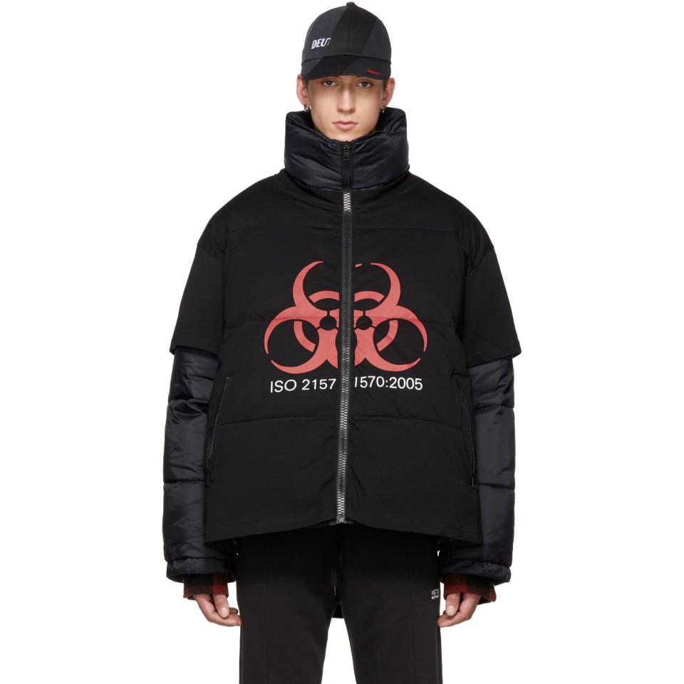 Vetements Black genetically Modified Volunteer Puffer Jacket for