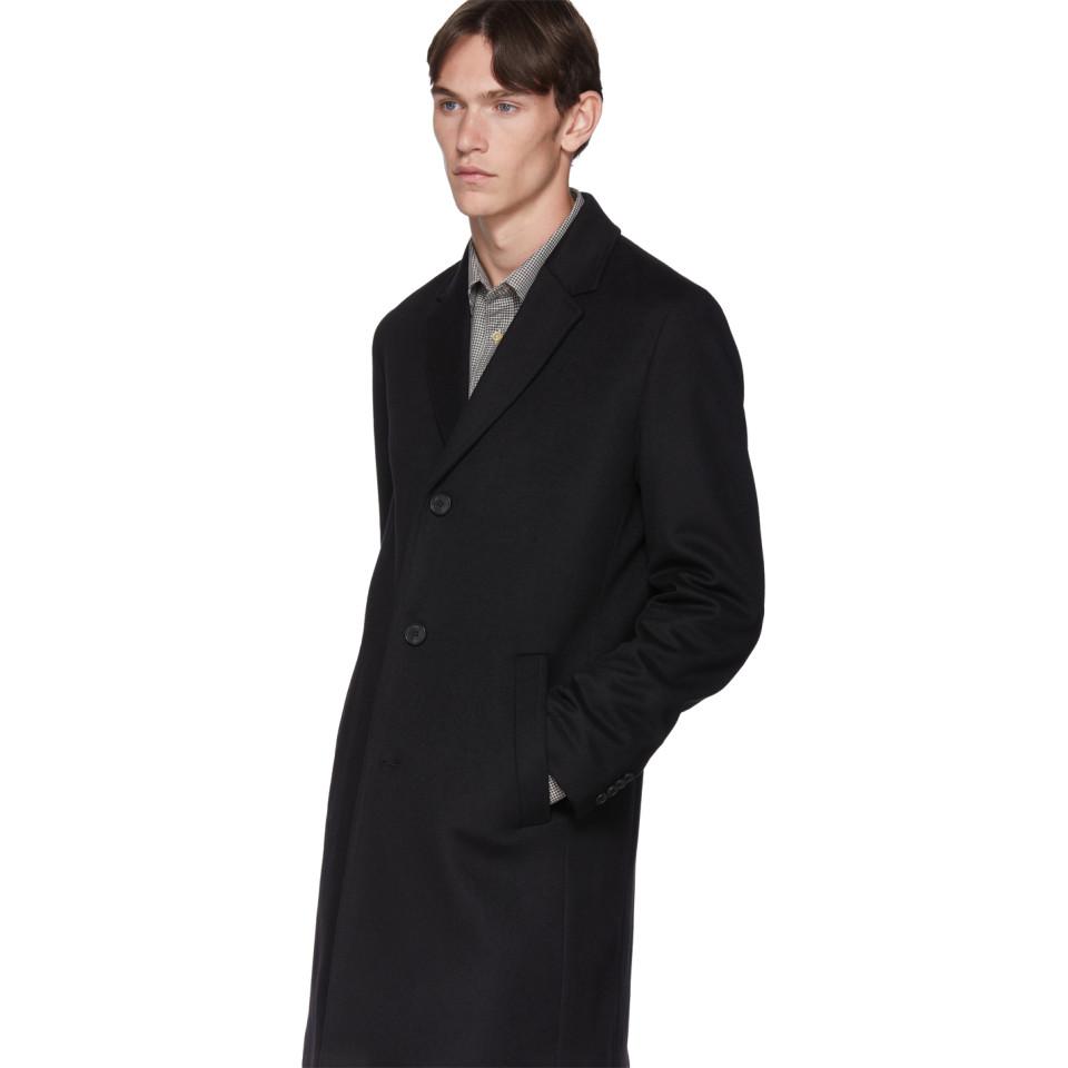 HUGO Wool Black Malte 1941 Coat for Men - Lyst