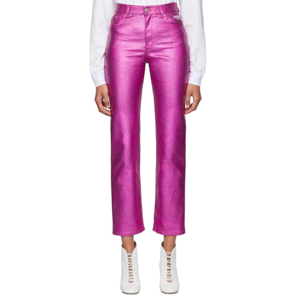 MSGM Denim Pink Metallic Jeans - Lyst