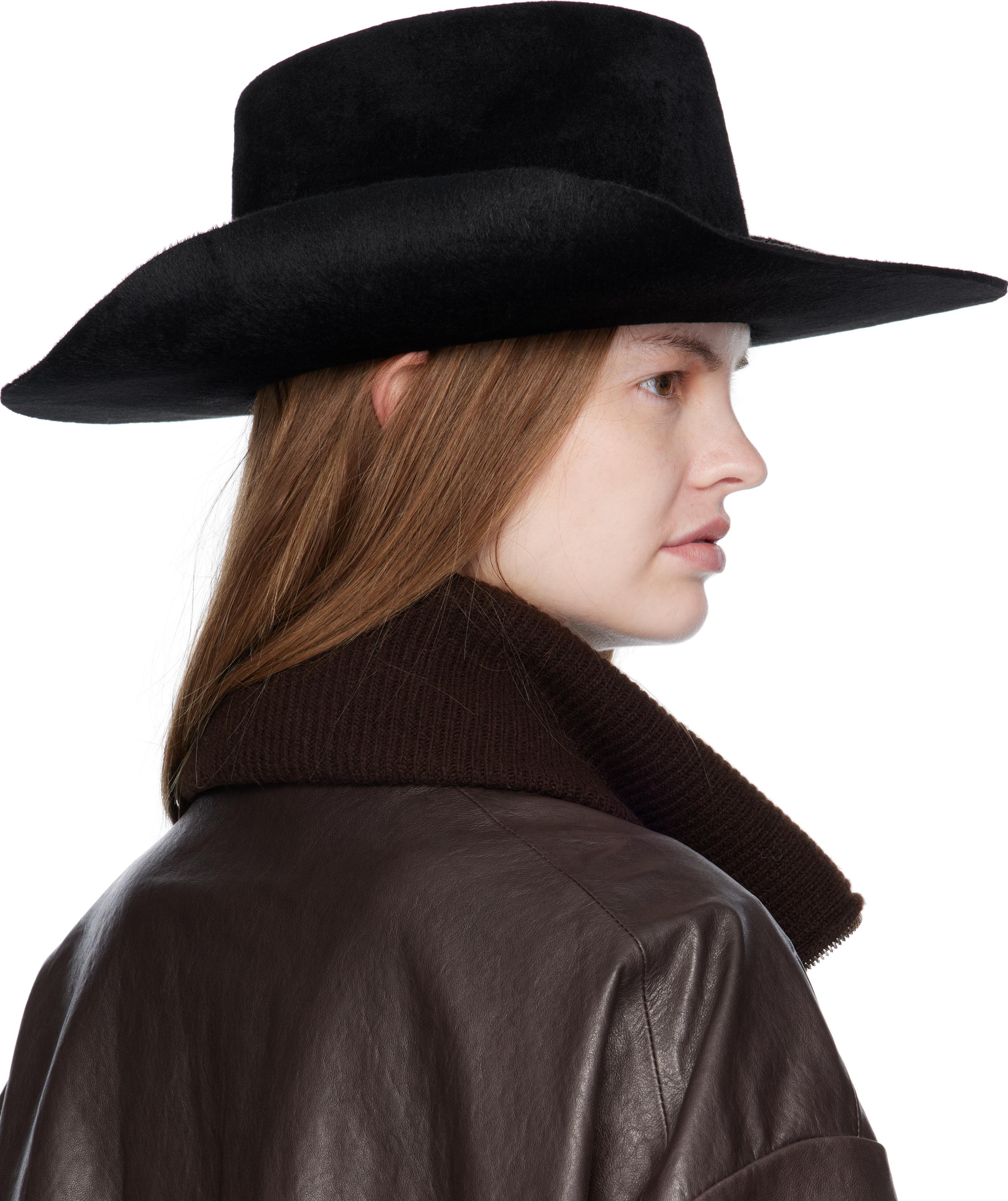 ハット RUSLAN BAGINSKIY Woman Hat Black HODWPFLT BLACK Black Crystal-embellished Cowboy Hat Ruslan Baginskiy