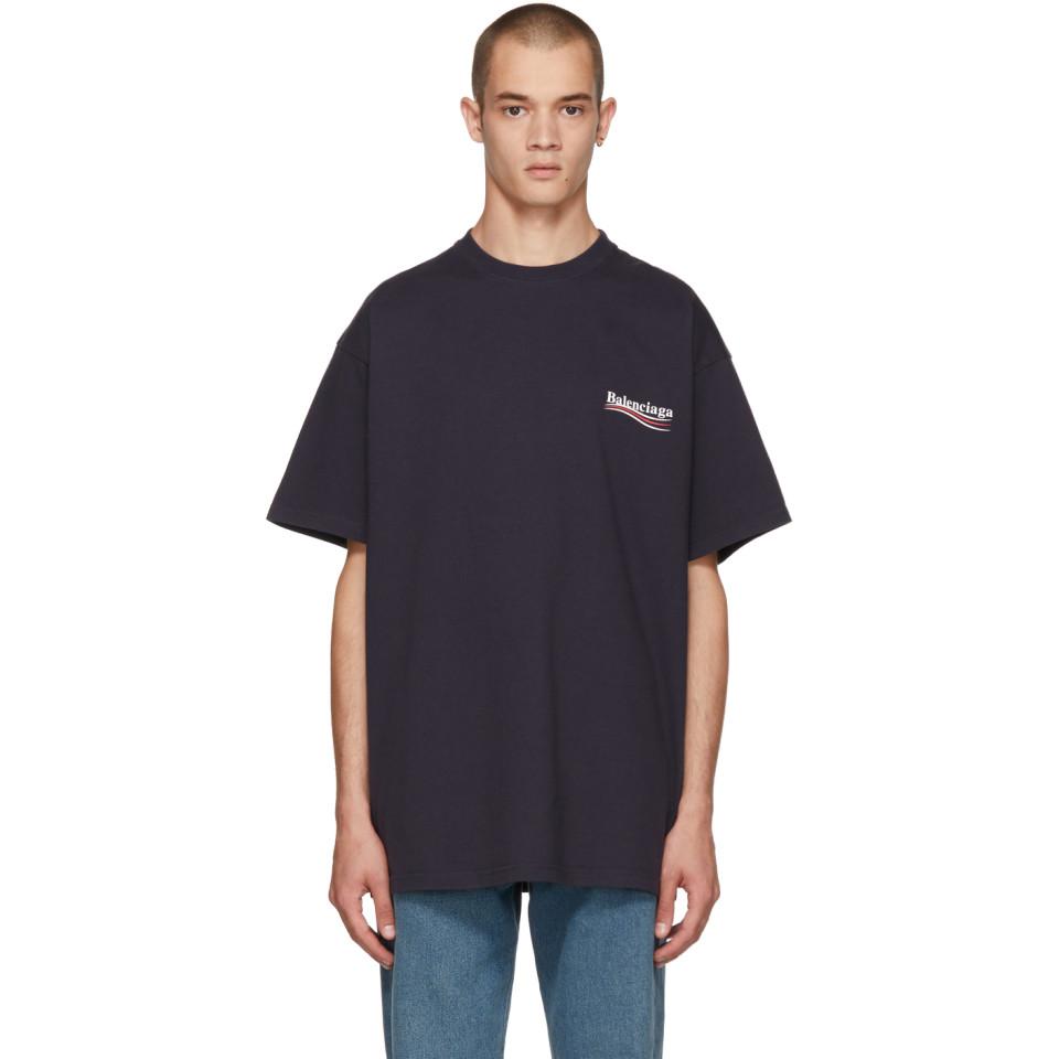 Balenciaga Cotton Men's Campaign-logo Crewneck T-shirt in Navy (Blue) for  Men - Lyst