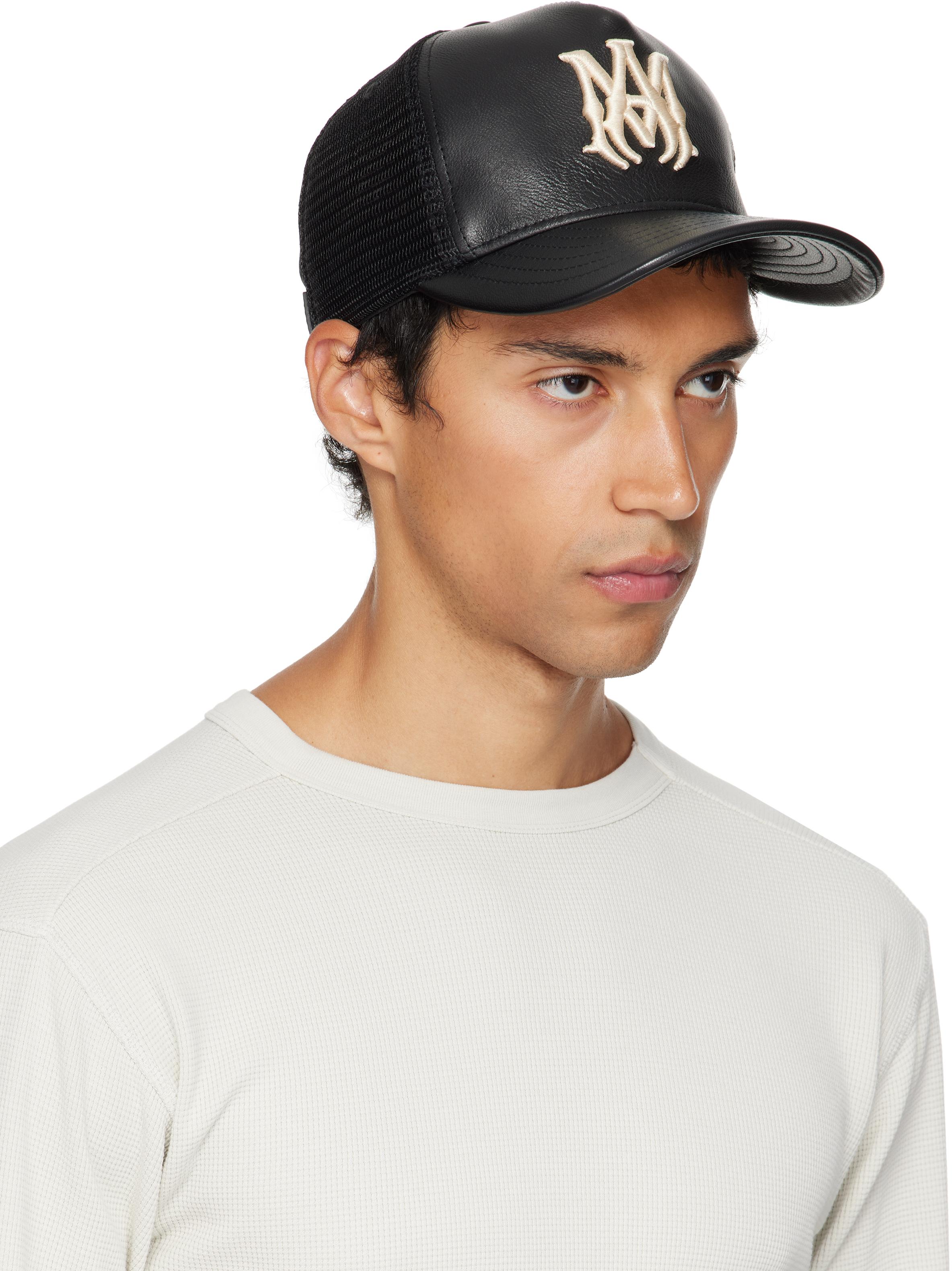 メンズ Amiri ブラック Ma レザー トラッカーキャップ ホワイト | Lyst