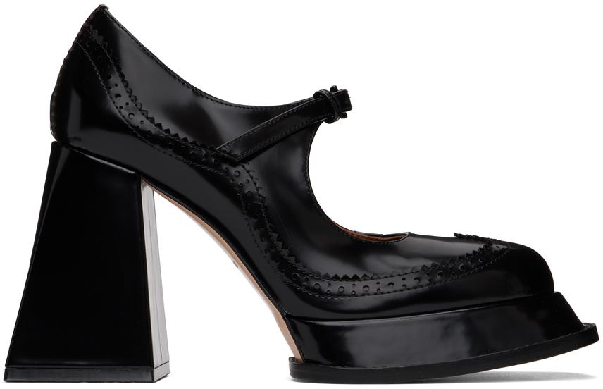 shushu/tong プラットフォームシューズ 37 New! Shushu/Tong Black Platform Bow Loafers High Shine Size