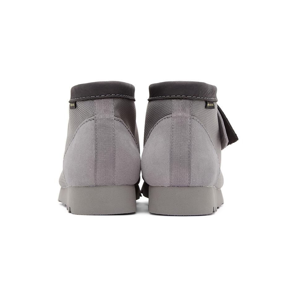 Clarks Canvas Grey Gore-tex® Wallabee Desert Boots in Gray for Men | Lyst