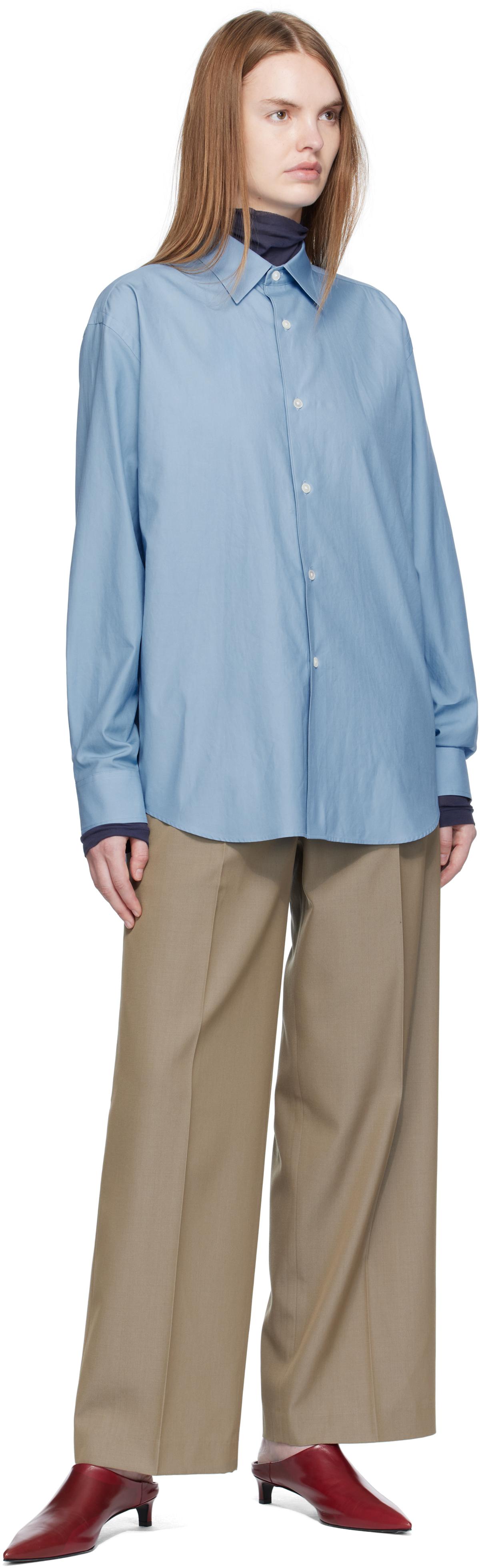 AURALEE Washed Finx Twill Shirt in Blue | Lyst