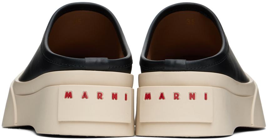 Marni レディース ブラック レザー Pablo サボ フラットシューズ