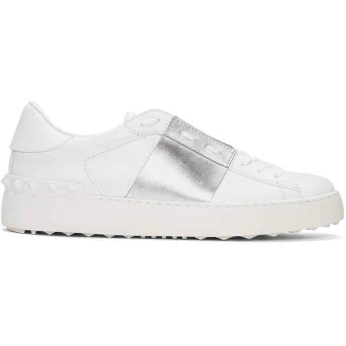 Valentino Leather White & Silver Open Sneaker - Lyst