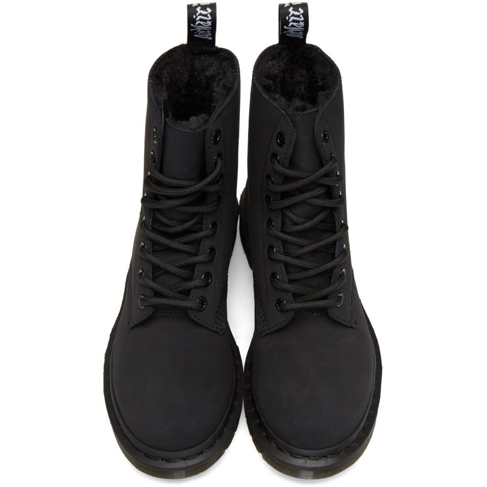 dr martens black mono fur lining